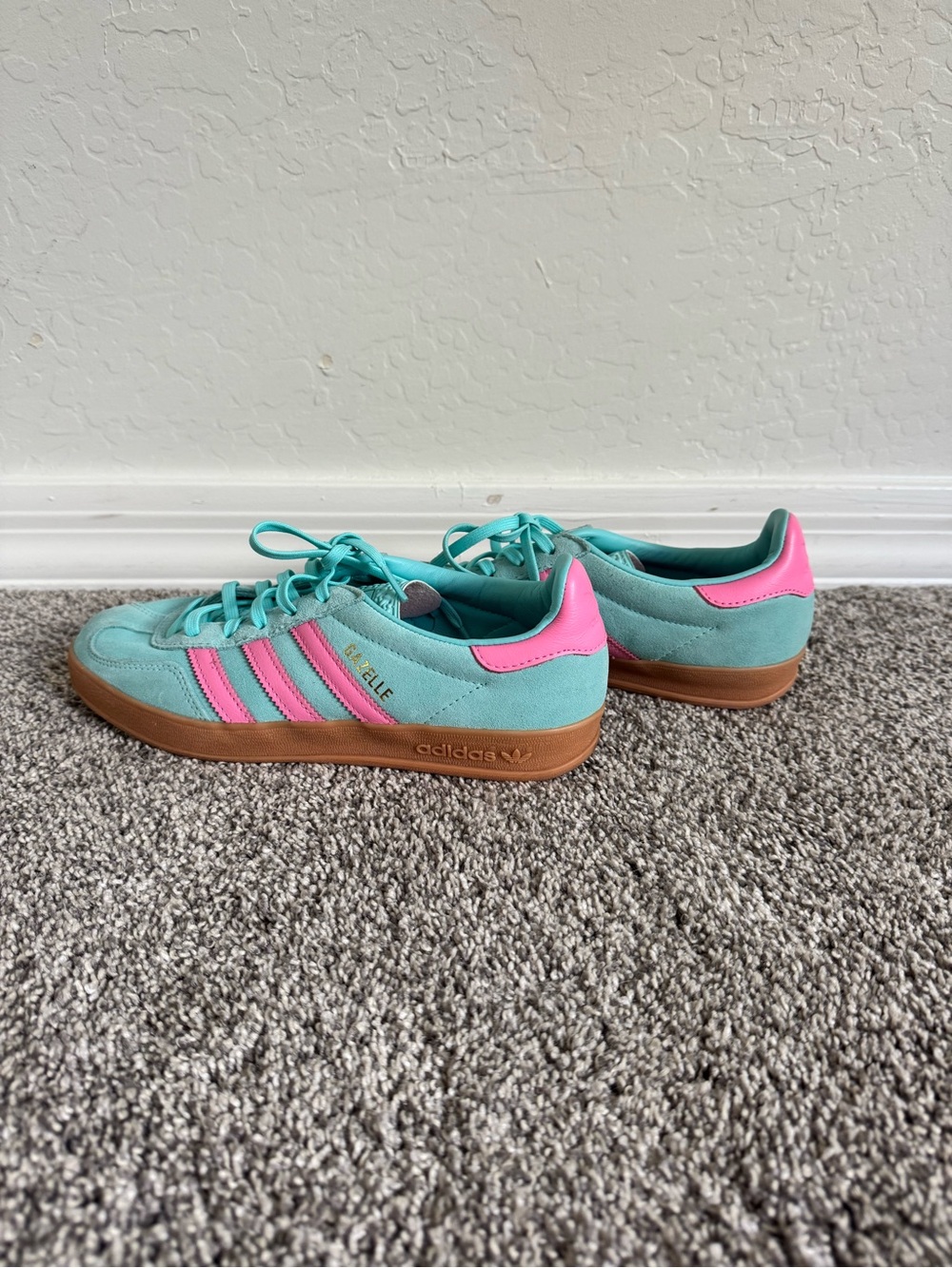 adidas Suede Sneakers in Teal and Pink